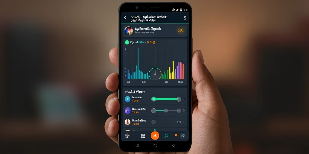 Antarmuka aplikasi 555ZK dengan berbagai pilihan equalizer.