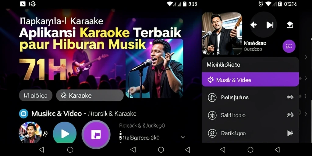 Tampilan antarmuka aplikasi Karaoke 71H dengan fitur menarik.