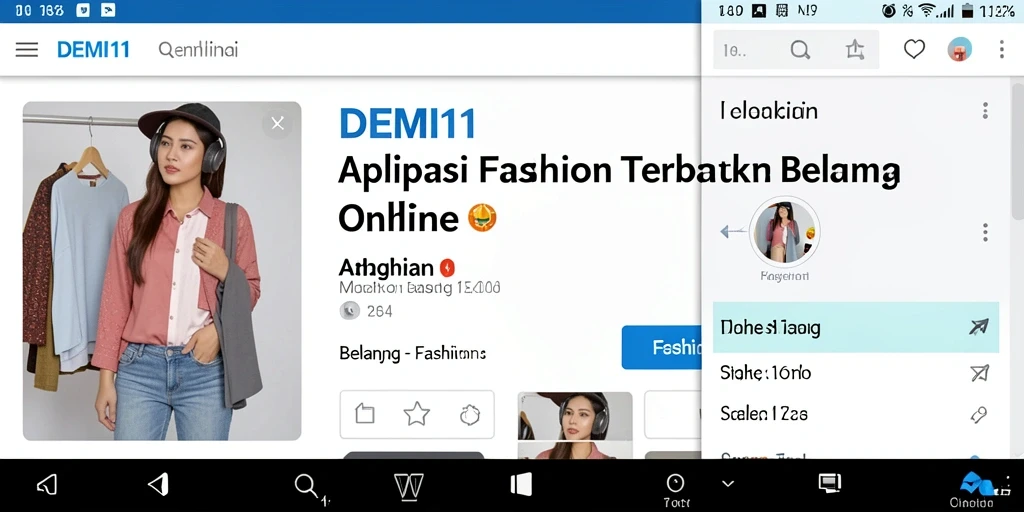 Antarmuka aplikasi DEMI11 dengan koleksi fashion yang beragam dan menarik.