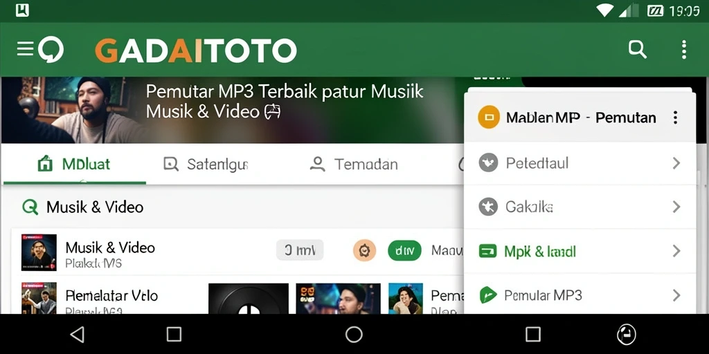 Tampilan antarmuka GADAITOTO yang menawan dan fungsional untuk Pemutar MP3.
