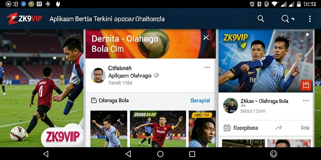 Antarmuka ZK9VIP menunjukkan berita olahraga bola terbaru.