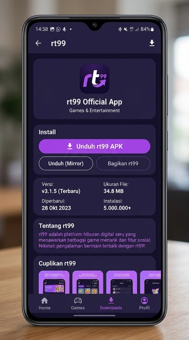Tampilan halaman APK rt99