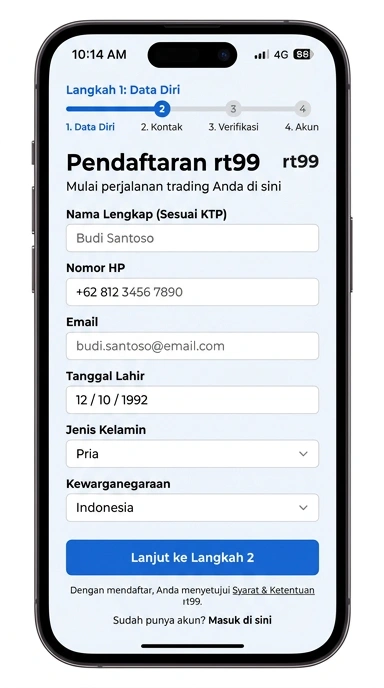 Tampilan halaman daftar rt99