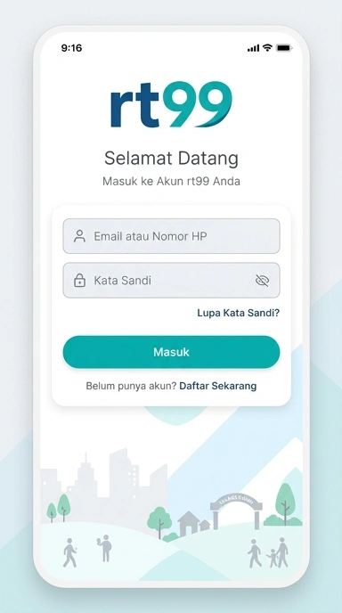 Tampilan halaman login rt99